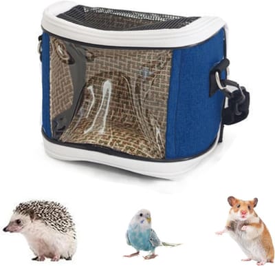 Dailygoods- Vogeldrager Ademend - Vogeldraagtas - Vogelrugzak - Reiskooi - Opvouwbaar - Transparant Venster - 16CM x 13CM x 9CM