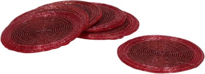 Gerimport Onderzetters - 6x stuks - kunststof - rood - 10 cm - voor glazen