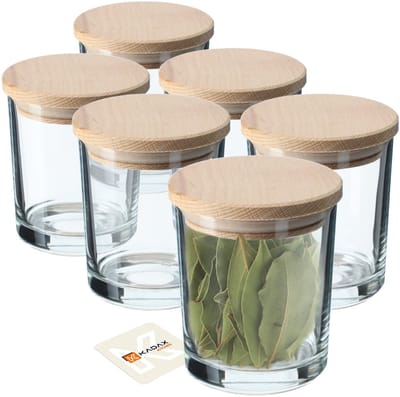 KADAX Glazen schaaltjes, snackschalen van transparant glas, dipschalen van hoogwaardig glas, serveerschalen voor noten, ijs, dips, desserts en olijven (6 x 245 ml, rond met deksel)