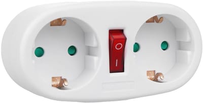 Stopcontact Splitter met 2 Stopcontacten en Aardlekschakelaar Type F 2x16A