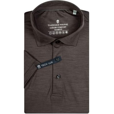 Thomas Maine Polo Wool Short Sleeve Luxury Comfort Bruin / male