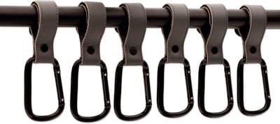 Brute Strength – Multifunctionele klittenband haak - Grijs - 6 stuks - Tassenhaak - Stroller straps – Buggy haak - Tassenhanger - Kinderwagen Tashaak – Buggy accessoires - Karabijnhaak - Golf handdoek haak - Musketonhaak