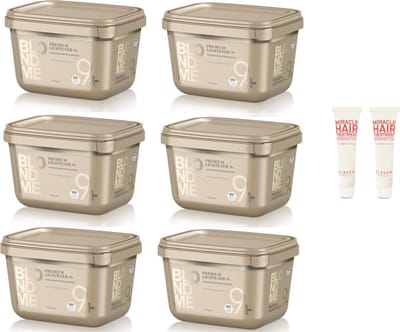 6 x Schwarzkopf Blond Me Blondeerpoeder Premium Lift 9+ 450g + 2 x Eleven Miracle Hair Treatment 10 ml