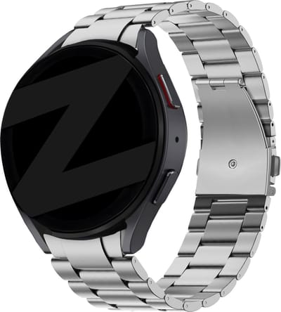 Bandz titanium schakel band geschikt voor Galaxy Watch 7 (40 & 44mm) / Watch 6 (Classic) / 5 40mm & 44mm / 5 Pro / 4 & Watch 4 Classic / Watch FE - titanium materiaal - incl. toolkit - zilver titanium bandje