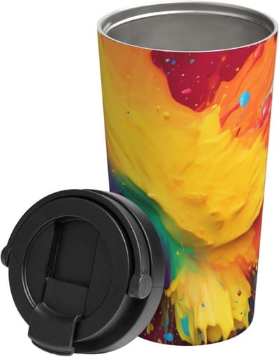 Geïsoleerde Mok met Handvat - Reismok Koffiebeker - Koffie Onderweg - Lekvrij Ontwerp - 18 oz - Wit