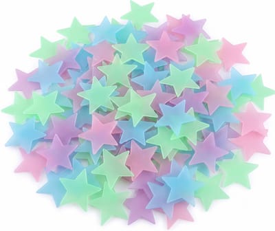 Sterrenhemel Plafond Stickers PVC - Glow In The Dark Sterren met plakkers - mixed colour - 100 Stuks - lichtgevende sterren - ixen