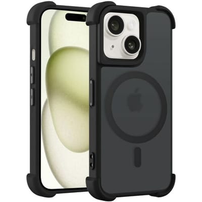 Coverzs matte Shock case met MagSafe geschikt voor iPhone 14 (zwart) - shockbestendig, MagSafe, premium bescherming, duurzaam