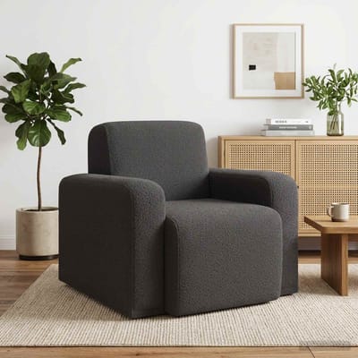 vidaXL - Fauteuil - Donkergrijs - Bouclé