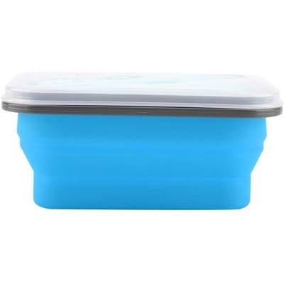 Boîte à déjeuner pliable portable en silicone 600 ml Bol Conteneur de stockage alimentaire Bleu bleu