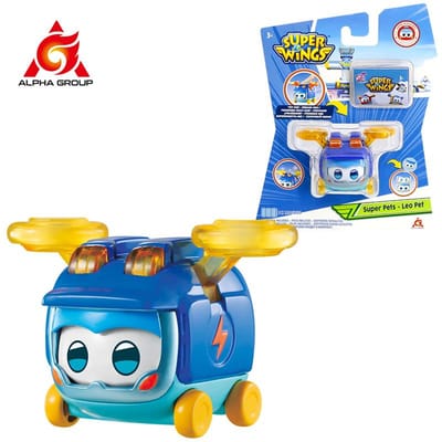Super Wings Super Pet-Tino Huisdier Dinosaurus Met Fonkelend Licht Schuifgezicht om Emotie te Veranderen Stapelbare Actiefiguren Kind Speelgoed Cadeau