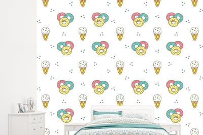 Behang - Fotobehang Patronen - IJs - Donus - Jongens - Kinderen - Kids - Breedte 245 cm x hoogte 220 cm