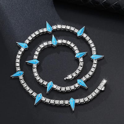 Nieuwe Hip Pop 4mm Tennis Ketting Druppelvorm Bling Iced Out Kleurrijke Strass Kettingen Voor Mannen Vrouwen Choker Sieraden Feest Cadeau 18 16inch black