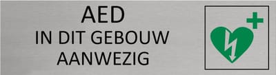 CombiCraft Aluminium deurbordje AED in dit gebouw aanwezig 165x45mm - per stuk
