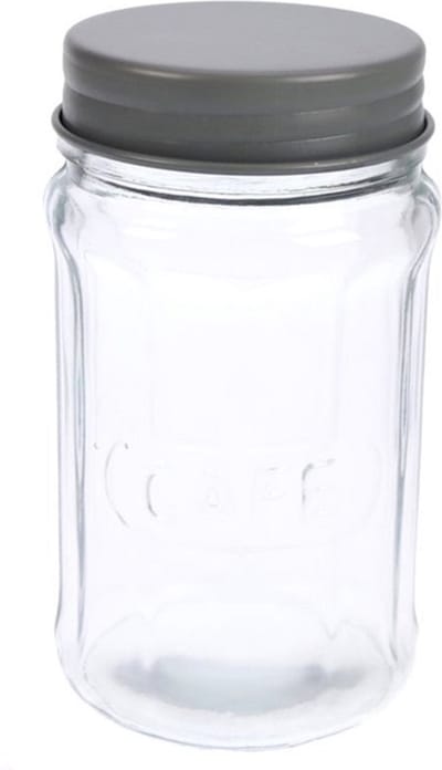Glazen pot met deksel "café" 16,5x9x8cm