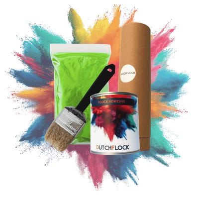 Flocking Kit Kiwi Groen Small | 100gr. flocking poeder - 250ml flock lijm - applicator - kwast
