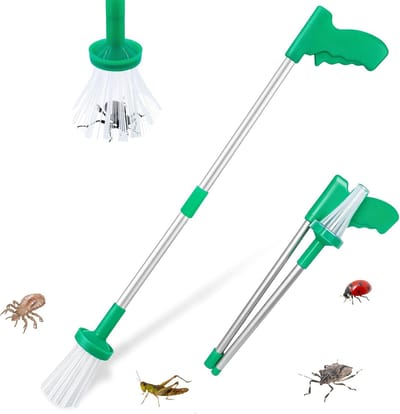 Insectenvanger – Spinnenvanger – Insectenvanger met inklapbare steel – Veilig vangen en vrijlaten van spinnen zonder contact – Uitschuifbaar tot 83 cm – Groen