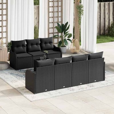 vidaXL - Tuinbank - Set - Zwart - 55 - x - 55 - x - 37 - cm - poly - rattan