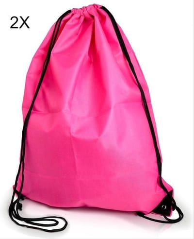 Scoby - 2 x Gymtas - Sporttas voor Kinderen - Drawstring Bag - Festivals, School, en Sport - 12L - Neon Roze - One Size - 2 Stuks