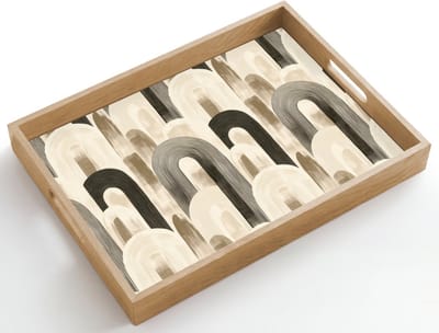 Dienblad hout 50x35 cm - Schootdienblad - Abstract - Patroon - Bogen - Borrelplank rechthoek - Plateau dienbladen