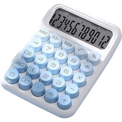 Retro typemachine rekenmachine vintage kleurverloop mechanische rekenmachine met lcd-scherm voor thuiskantoor Cute 12 voor kantoor blauw