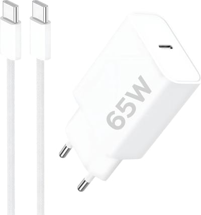 Usb C Oplader 65w + usb-C Kabel 1M - Usb C Laptop Oplader - Fast Charger - Snellader usb-C - GSM Oplader - Usb Adapter