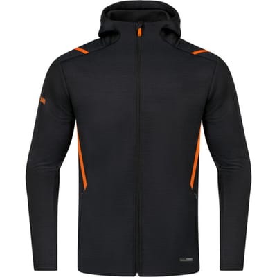 Jako Challenge Vrijetijdsvest Met Kap Kinderen - Zwart Gemeleerd / Fluo Oranje | Maat: 128