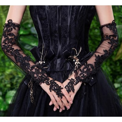 Gants longs en dentelle gothique Lolita, gants fins et solides, mitaines pour filles JK, à manches longues pour femmes, mode bloc solaire, manchette sans doigts, nouvelle collection noir