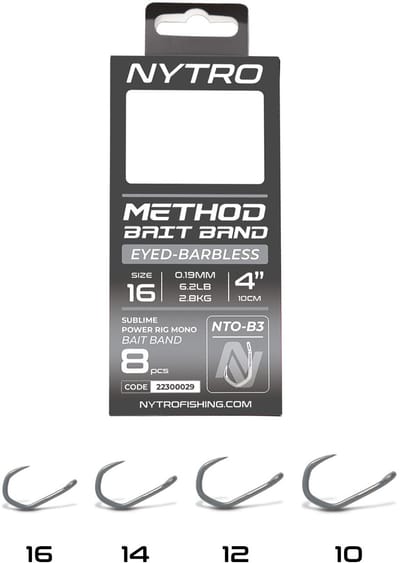 Nytro NTO-B3 Barbless Method Latex Bait Band Rigs – 10 Cm #10 – 0.25mm - 12lb