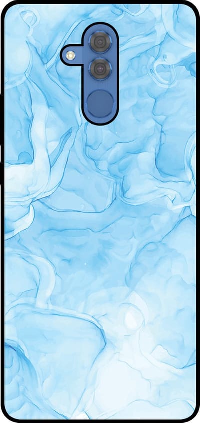 Smartphonica Telefoonhoesje Geschikt voor Huawei Mate 20 Lite met marmer opdruk - TPU backcover case marble design - Lichtblauw geschikt voor Huawei Mate 20 Lite