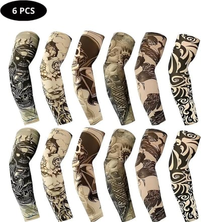 Nivard Tattoo Sleeve - Voor Volwassenen - Mouw - Tatoeage - Arm Warmer - Zonbescherming - UV Beschermend - 6 Stuks