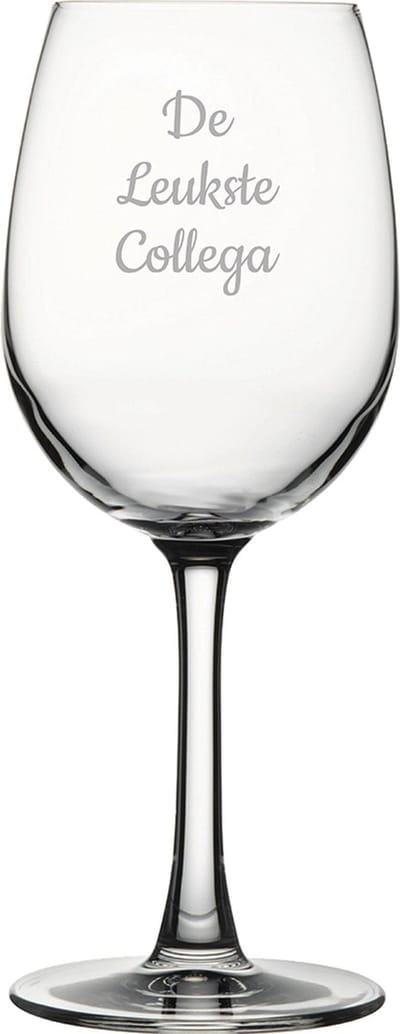 Gegraveerde witte wijnglas 36cl De Leukste Collega