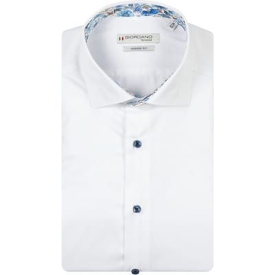 Giordano - Korte Mouw Overhemd - Heren - L - Wit - Katoen - 616815