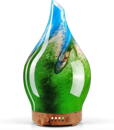 Aroma Diffuser van Handgeblazen Glas, 100ml, Stil Ultrasonisch, 7 LED Kleuren voor Essentiële Olie en Verneveling in Huis