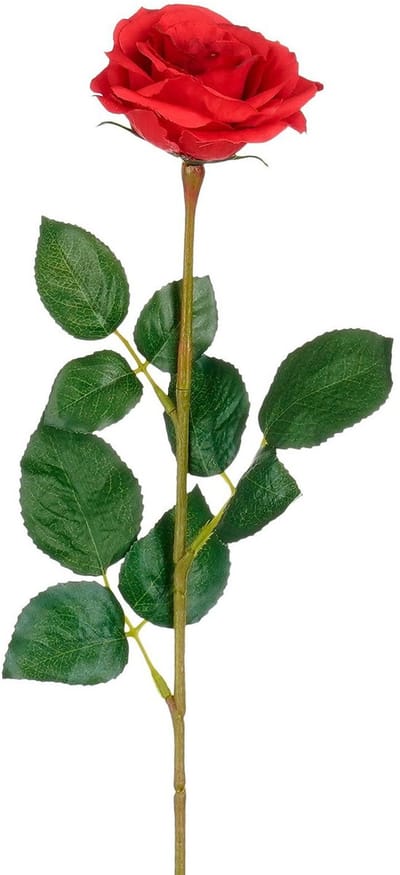 Mica Decorations Kunstbloem Roos Valentine - H59 cm - rood - kunststof - stelen kunstbloemen - boeket - rozen bloemetjes - Valentijnsdag