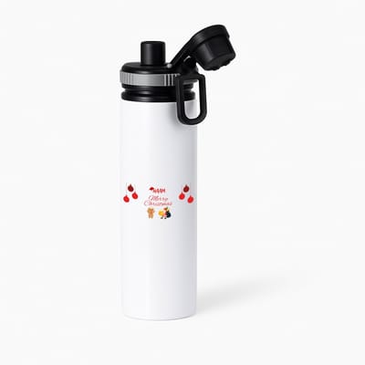 Hacebo® - Kerst merry christmas met eigen naam waterfles met draaidop grijs - Kerstmis - Kerst beker - winter - kerst - christmas - kerst cadeau - water fles - 850ML