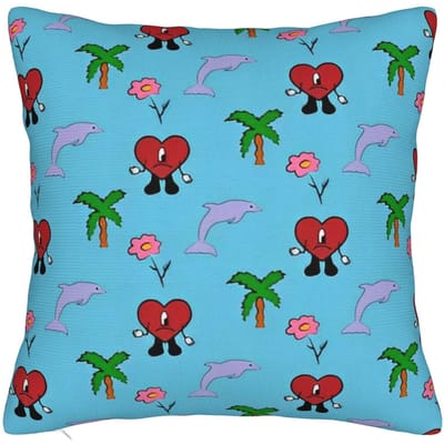 Bad Bunny San Benito Kom Vierkante Kussenslopen Kussenhoes Geweldige Decoratieve Polyester Kussensloop voor Stoel 40x40cm 50x50cm
