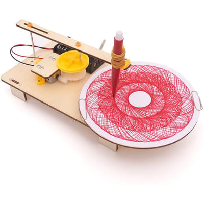 DIY Creatieve Houten Elektrische Plotter Tekenrobot STEM Kinderen Model - Automatische Schilderkunst Wetenschap Elektronica Kits Experiment beige