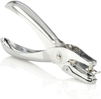 Gatenpons - Mini Perforator - Metaal - Aluminiumlegering - Perforator 1 gaats - 3MM cirkelvormige opening - Draagbaar - Bureau Perforator - Voor mappen en ringbanden - Geschikt voor thuis, school en kantoor - 13*6cm - Zilver