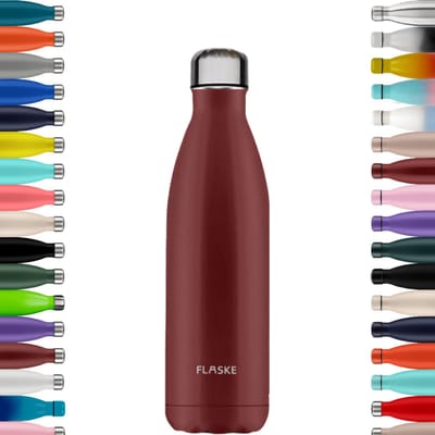 FLASKE Original Drinkfles 750 ml - Geïsoleerde RVS Waterfles - BPA-vrij - 12u Warm & 24u Koud - Geschikt als Thermosfles en Thermoskan - Water Bottle Stainless Steel - Lava