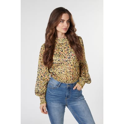 EsQualo Blouse Untamed Animal Print Maat: 36 | Longsleeves Outlet | Dames | Zwart