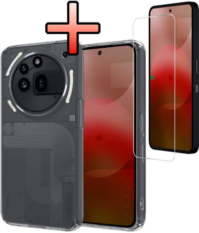 Hoesje - Met Screenprotector - Geschikt voor Nothing Phone (3a) Pro - Sterk & Shockproof - Siliconen Case - Back Cover - Telefoon Hoes - Shock Proof - Transparant