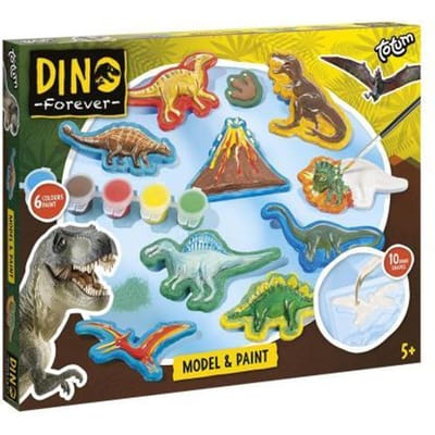 Totum Dinosaurus junior knutselset gips en verfset Dino Forever model & paint inclusief gips, 6 kleuren verf - cadeautip jongens
