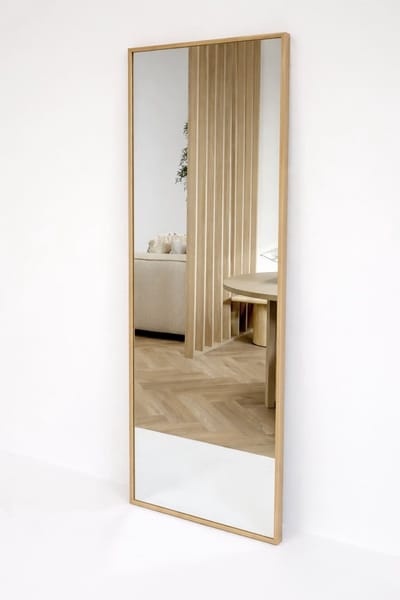 Nordic Style® Rechthoekige spiegel 125x40cm - Naturel Eiken hout - Scandinavische Spiegels - Vierkant - Pas spiegel - Staande spiegel - Kleedkamer spiegel - Pas