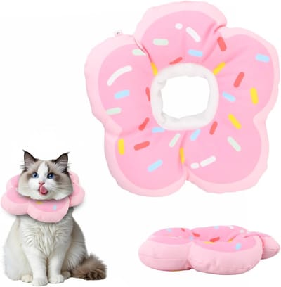 Verstelbare en Waterdichte Kattenhalsband met Bloemenpatroon - Beschermende en Comfortabele Elizabethaanse Halsband voor Kitten en Volwassen Katten, Anti-Lek Design
