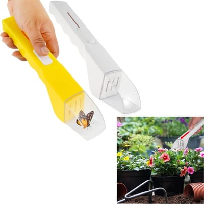 2 stuks - Insectenvanger - Spinnenvanger - Transparante handvanger - Comfortabel handvat - Geel en wit - 27,5 x 5 x 5 cm - Geschikt voor kinderactiviteiten, kassen, terrassen, kelders, keukens, tuinen, campers, reizen en kamperen