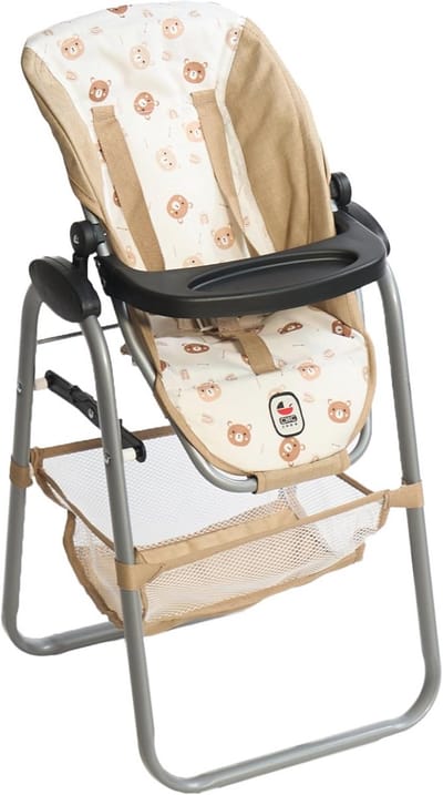 Poppenstoel voor Kinderen 3-8 Jaar - Verstelbare Poppenmeubels en Accessoires in Beige