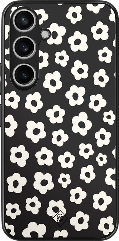 Casimoda® hoesje - Geschikt voor Samsung Galaxy A55 - Retro Bloempjes - Zwart TPU Backcover - Geen opdruk - Zwart