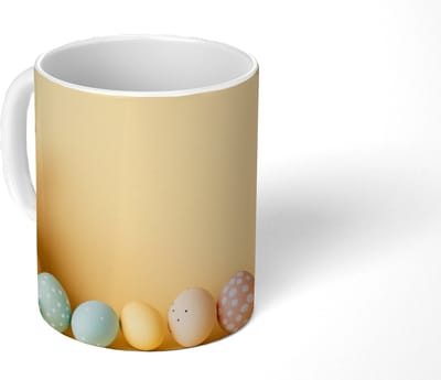 Mok - Koffiemok - Eieren - Konijn - Pasteltinten - Mokken - 350 ML - Beker - Koffiemokken - Theemok