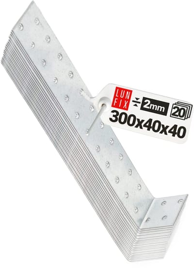 LUN FIX - Vlakstaal-betonankers - 20 stuks - 300 mm x 40 mm - Materiaalsterkte 2 mm - Bevestigingshoeken
