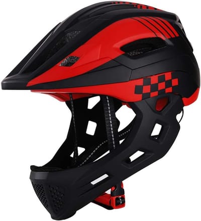 Kinderhelm met bescherming - Fietshelm kinderen - Veilig sporten - Volledige hoofdbescherming - 52-56 cm - Zwart Rood